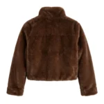 Professional Grade Girls Kids Brown Faux Fur Jacket MAS Leather Garments Back View