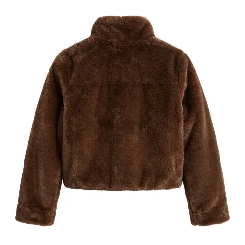 Professional Grade Girls Kids Brown Faux Fur Jacket MAS Leather Garments Back View