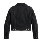Refined Girls Kids Black Denim Jacket Outerwear MAS Leather Garments Back View