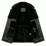 Refined Men's Black Leather Belted Fur Collar Coat Sale | MAS Leather Garments