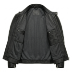 Refined Men's Black Leather Racer Jacket MAS Leather Garments Inner View
