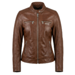Refined Women's Brown Leather Café Racer Jacket MAS Leather Garments