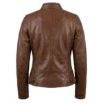 Refined Women's Brown Leather Café Racer Jacket MAS Leather Garments Back View