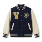 Signature Boys Kids Navy Wool Varsity Jacket MAS Leather Garments