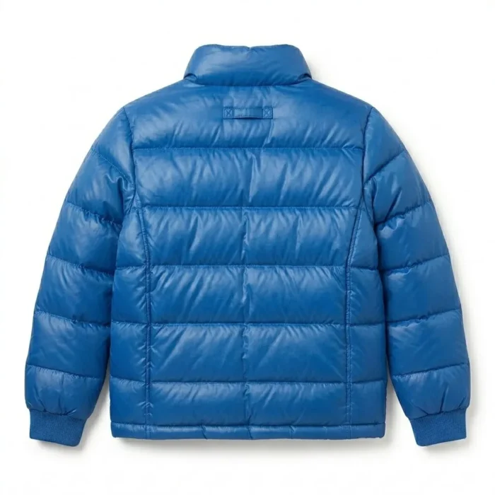 Superior Boys Kids Blue Synthetic Puffer Jacket MAS Leather Garments Back View