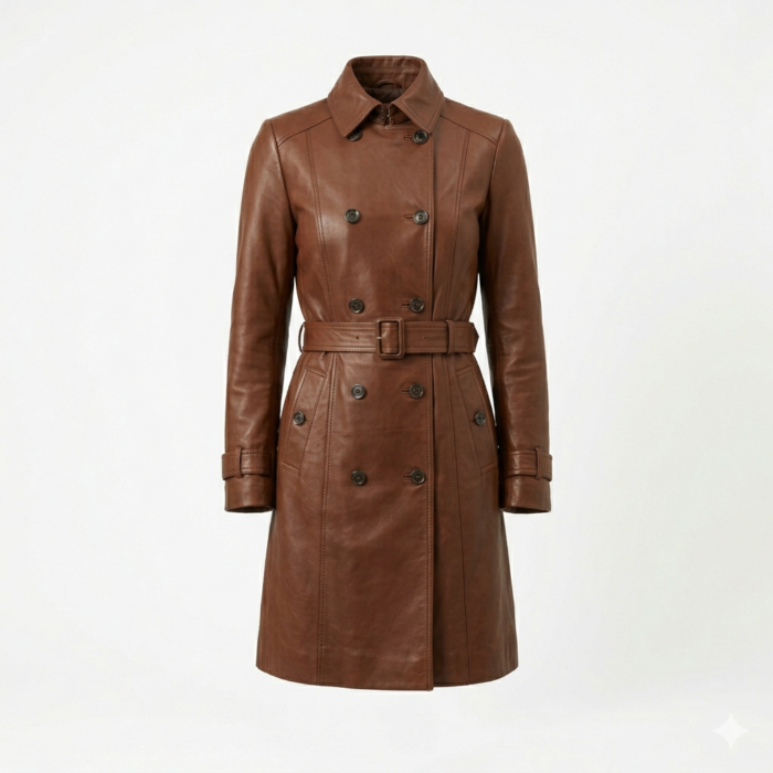Superior Brown Leather Coats For Women MAS Leather Garments front view