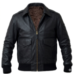 Superior Men's Black Military Leather Jacket MAS Leather Garments
