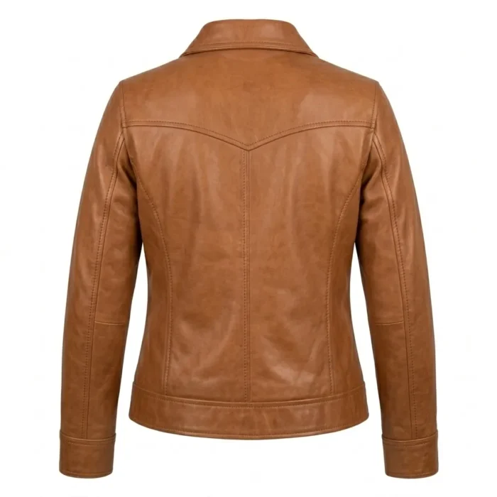 Superior Women's Brown Suede Western Leather Jacket MAS Leather Garments Back View