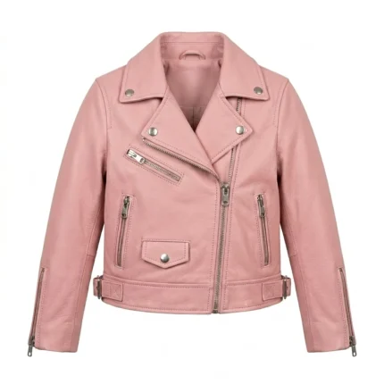 Top-Tier Girls Kids Pink Leather Jacket Apparel MAS Leather Garments