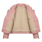 Top-Tier Girls Kids Pink Leather Jacket Apparel MAS Leather Garments Inner View