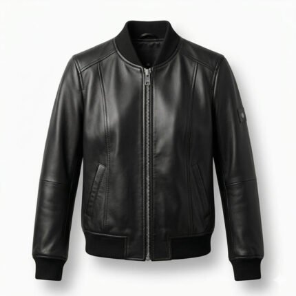 Premium Black Genuine Leather Women's Bomber Jacket | MAS Leather Garments