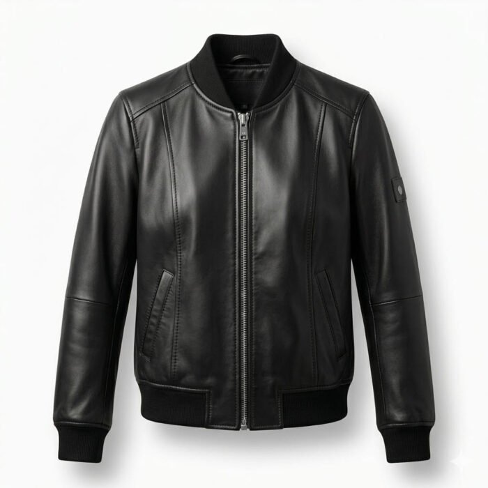 Premium Black Genuine Leather Women's Bomber Jacket | MAS Leather Garments - Image 1