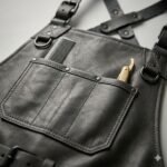 Handcrafted Dark Gray Genuine Leather Barber Apron | MAS Leather Garments - Image 4