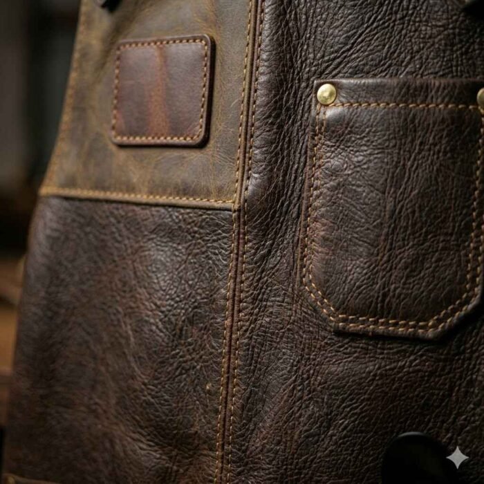 Handmade Brown Genuine Leather Bartender Apron Men's Workwear | MAS Leather Garments - Image 3