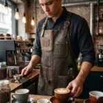 Handmade Brown Genuine Leather Bartender Apron Men's Workwear | MAS Leather Garments - Image 4