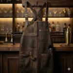 Handmade Brown Genuine Leather Bartender Apron Men's Workwear | MAS Leather Garments