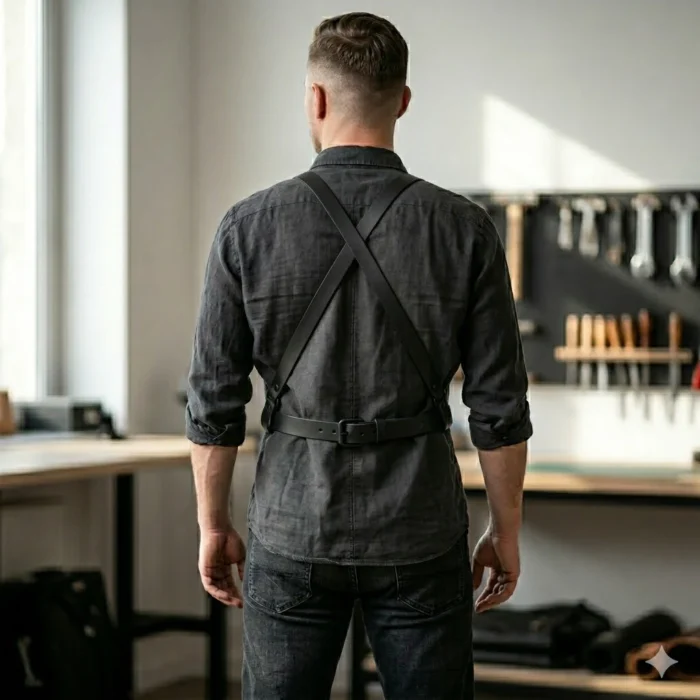 Handcrafted Genuine Leather Blacksmith Apron Men's Workwear | MAS Leather Garments - Image 4