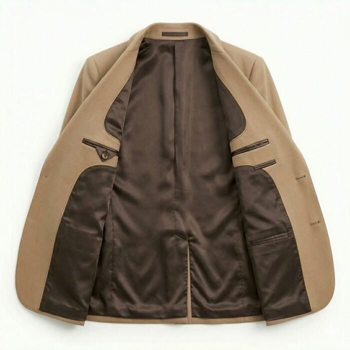 Sophisticated Camel Beige Double Breasted Blazer Jacket for Women | MAS Leather Garments - Image 2