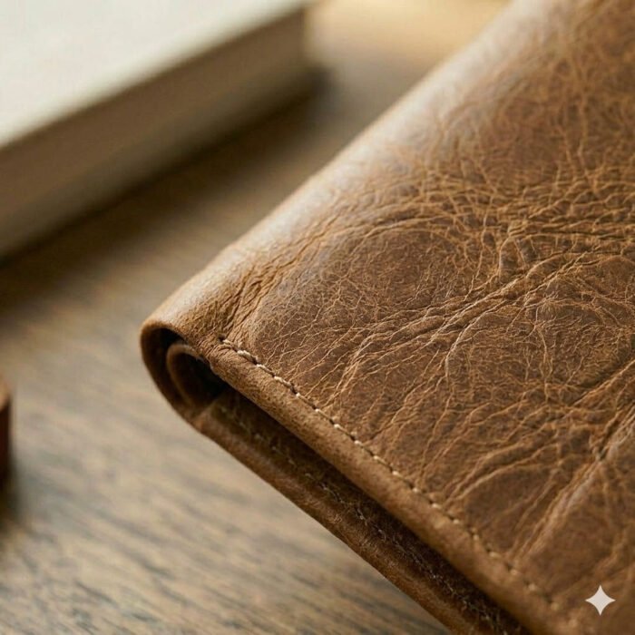 Premium Tan Distressed Genuine Leather Card Holder | MAS Leather Garments - Image 3