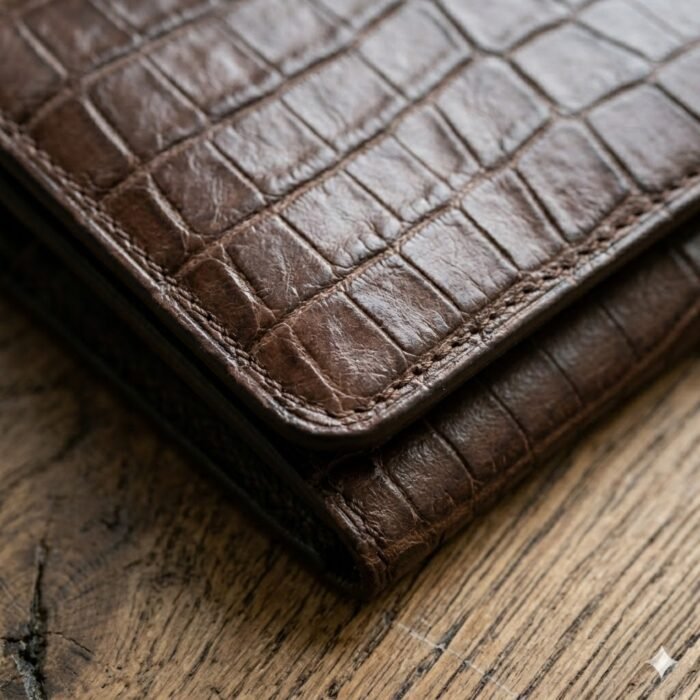 Luxury Brown Crocodile Embossed Wallet | MAS Leather Garments - Image 4