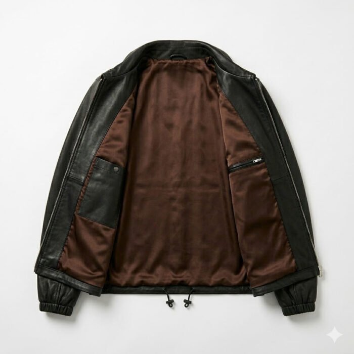 Streetwear Smooth Black Genuine Leather Coach Jacket for Women | MAS Leather Garments - Image 3