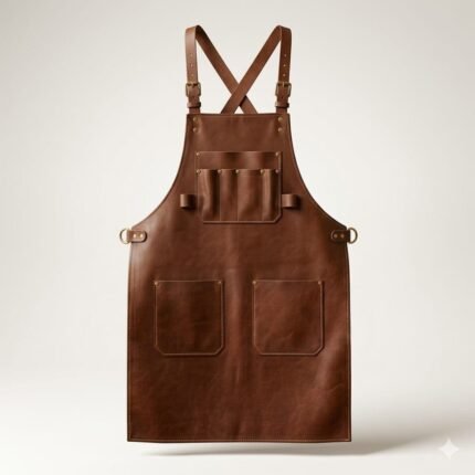 Handcrafted Brown Genuine Leather Craftsman Apron for work | MAS Leather Garments