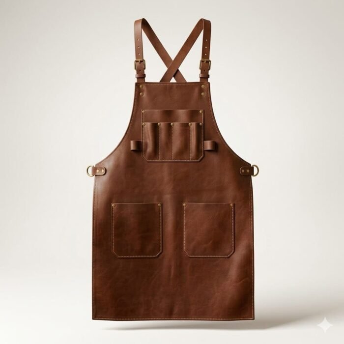 Handcrafted Brown Genuine Leather Craftsman Apron for work | MAS Leather Garments - Image 1