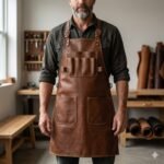Handcrafted Brown Genuine Leather Craftsman Apron for work | MAS Leather Garments - Image 3