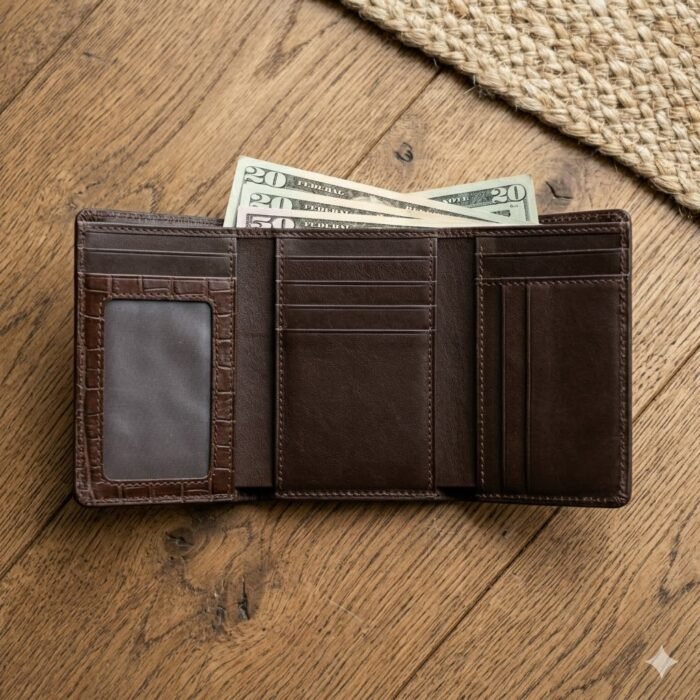 Luxury Brown Crocodile Embossed Wallet | MAS Leather Garments - Image 2