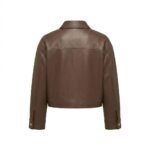 Minimalist Brown Genuine Leather Cropped Jacket for Women | MAS Leather Garments - Image 3
