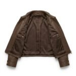 Minimalist Brown Genuine Leather Cropped Jacket for Women | MAS Leather Garments - Image 2