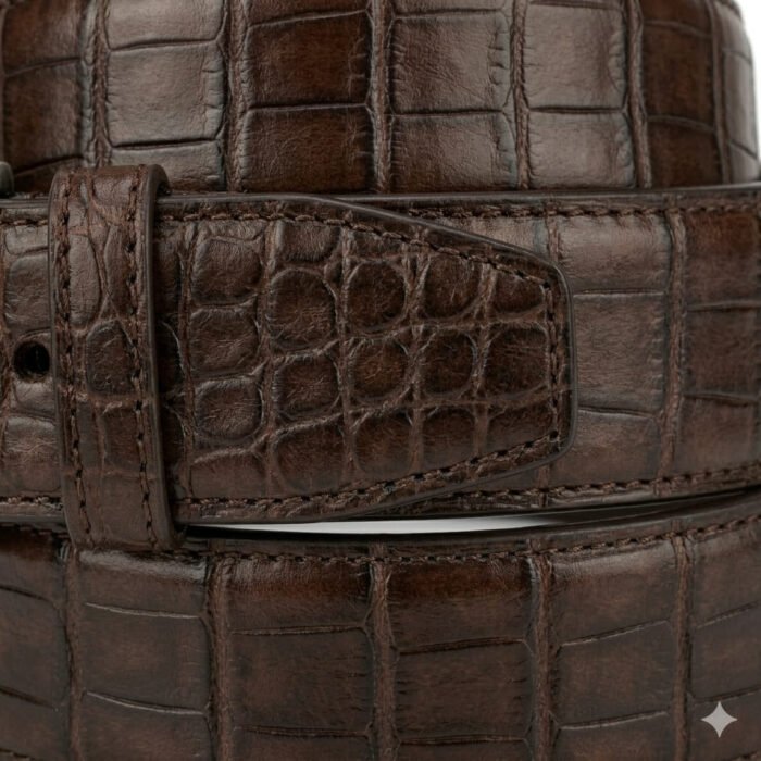 Handmade Brown Genuine Leather Exotic Embossed Belt Men's Wear | MAS Leather Garments - Image 4