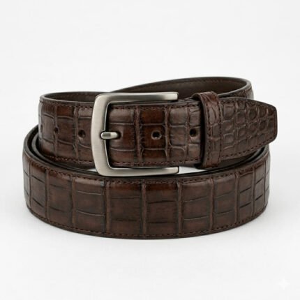 Handmade Brown Genuine Leather Exotic Embossed Belt Men's Wear | MAS Leather Garments