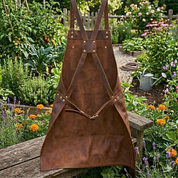 Superior Brown Genuine Leather Gardener Apron | MAS Leather Garments - Image 2