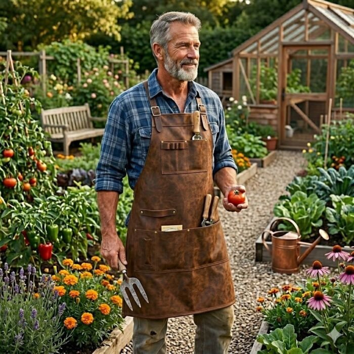 Superior Brown Genuine Leather Gardener Apron | MAS Leather Garments - Image 3