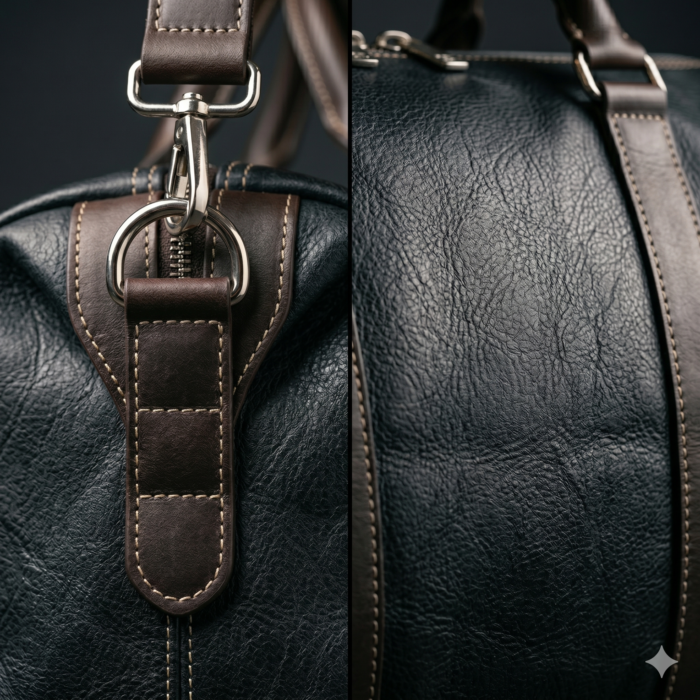 Premium Black Textured Leather Gym Bag | MAS Leather Garments - Image 2