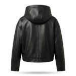 Sleek Black Genuine Leather Hooded Jacket for Women | MAS Leather Garments - Image 3