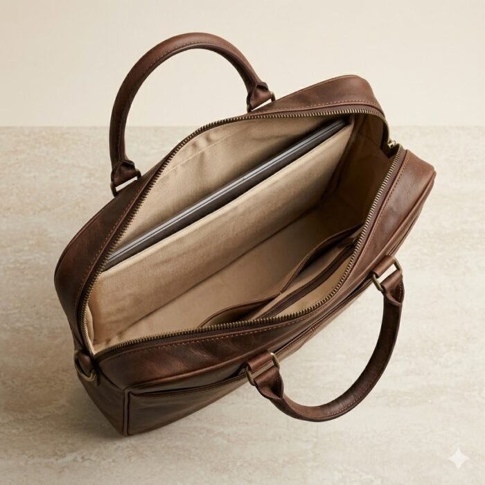 Premium Brown Genuine Leather Laptop Bag | MAS Leather Garments - Image 5