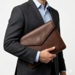Handmade Genuine Leather Laptop Sleeves Men's Business Portfolio | MAS Leather Garments - Image 4
