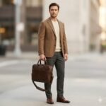 Premium Brown Genuine Leather Laptop Bag | MAS Leather Garments - Image 4