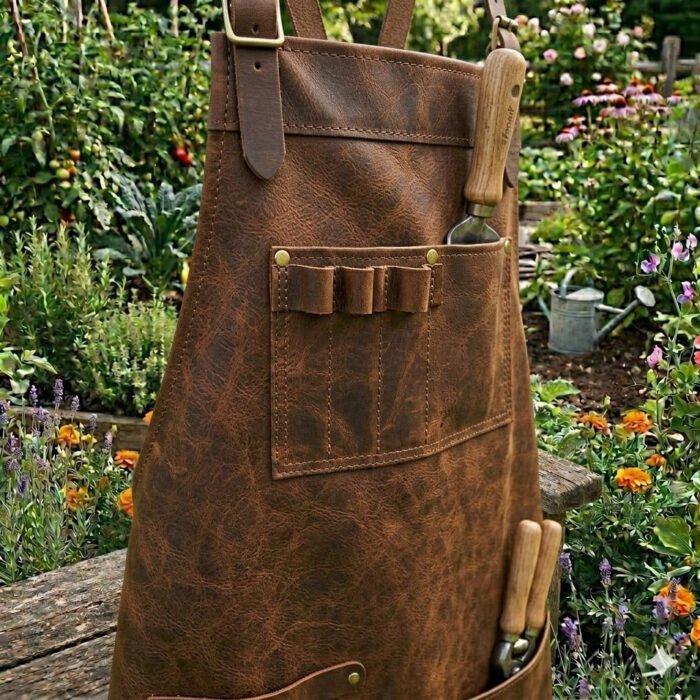 Superior Brown Genuine Leather Gardener Apron | MAS Leather Garments - Image 4