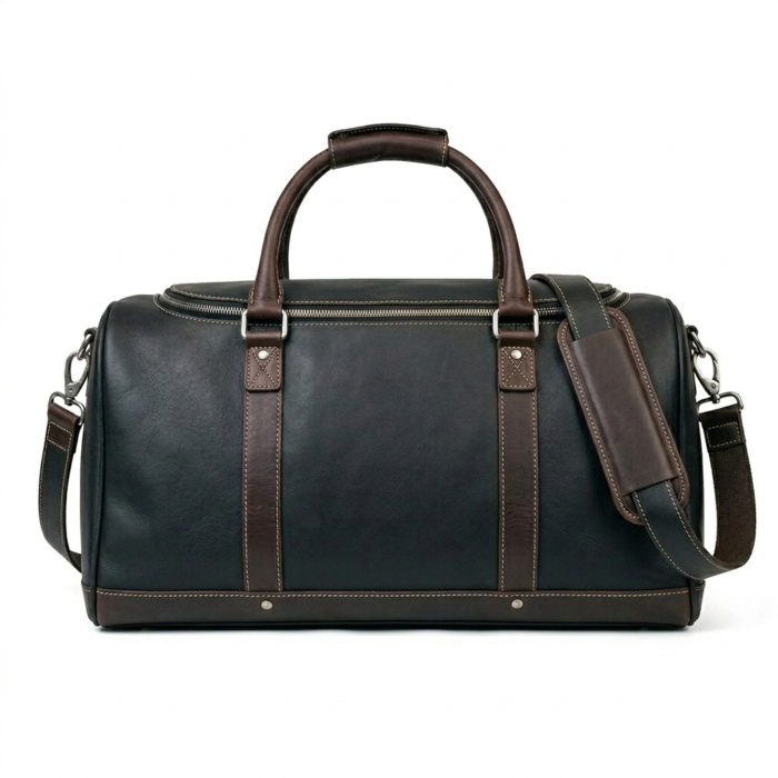 Premium Black Textured Leather Gym Bag | MAS Leather Garments - Image 3