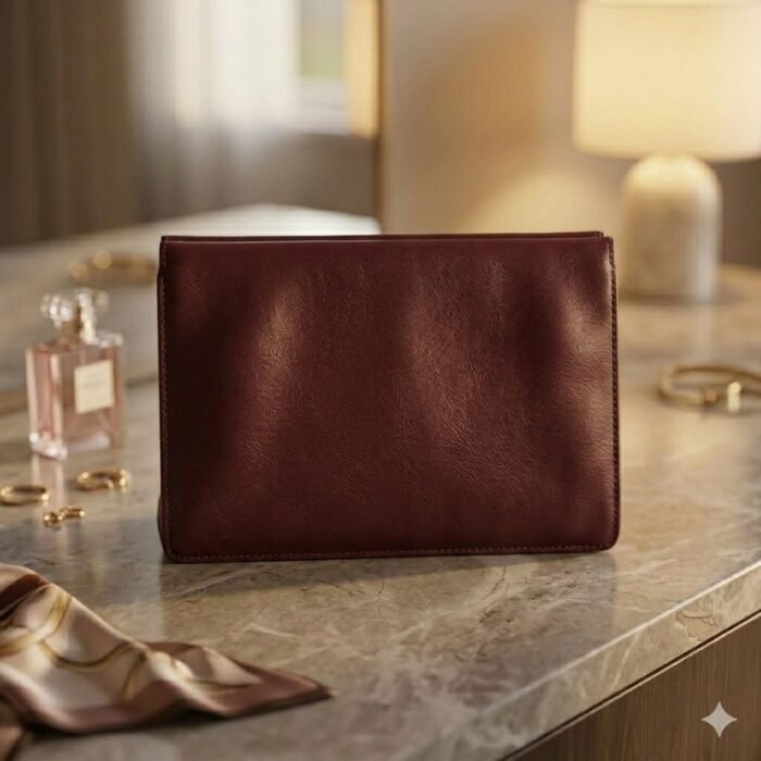 Luxury Burgundy Genuine Leather Clutch Bag Women's Evening Accessory | MAS Leather Garments - Image 4