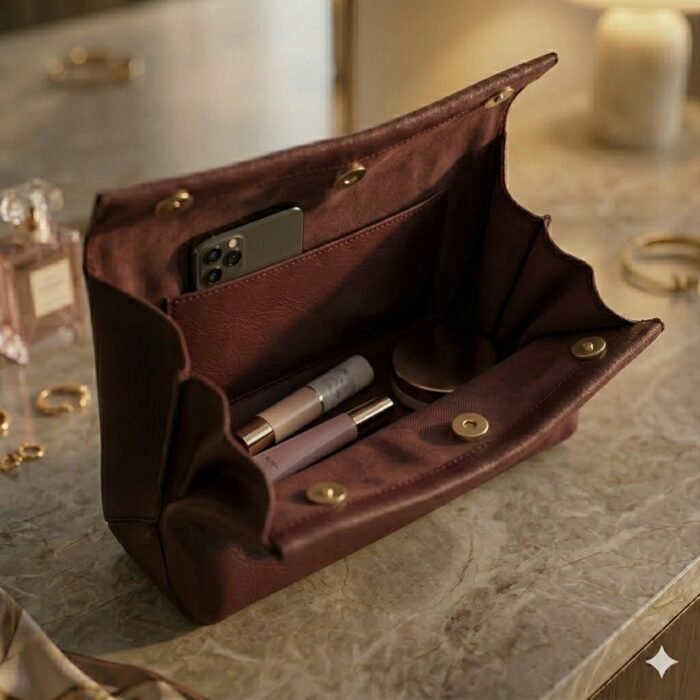 Luxury Burgundy Genuine Leather Clutch Bag Women's Evening Accessory | MAS Leather Garments - Image 5