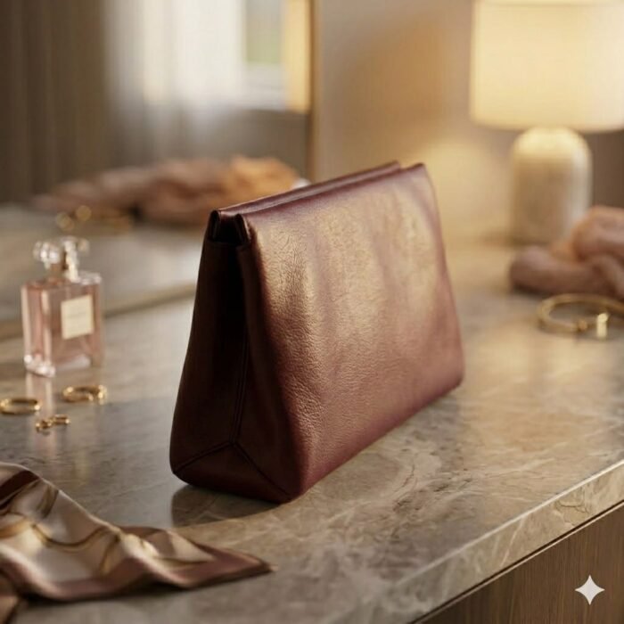 Luxury Burgundy Genuine Leather Clutch Bag Women's Evening Accessory | MAS Leather Garments - Image 3