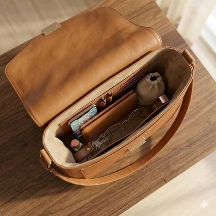 Handmade Genuine Leather Cross Body Bag Women's Accessory | MAS Leather Garments - Image 4