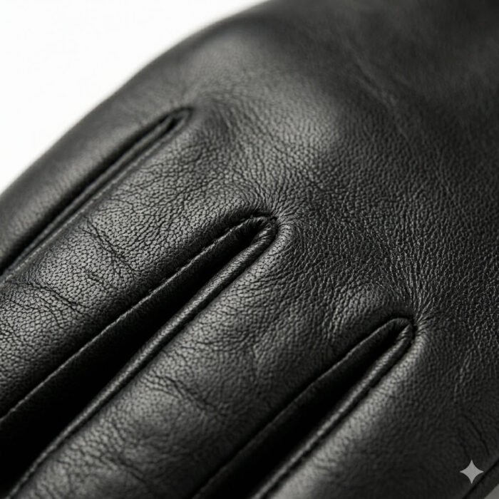 Handcrafted Black Genuine Leather Gloves Winter Accessory | MAS Leather Garments - Image 2