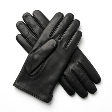 Handcrafted Black Genuine Leather Gloves Winter Accessory | MAS Leather Garments