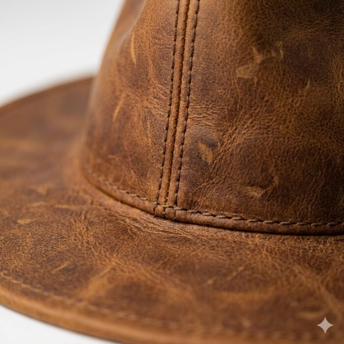 Handmade Refined Leather Hat Men's Fashion Accessory | MAS Leather Garments - Image 4