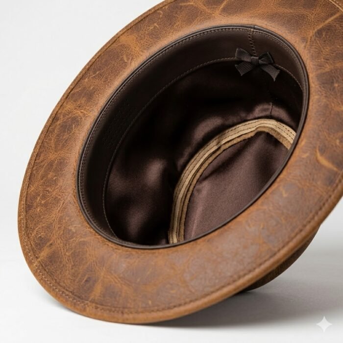 Handmade Refined Leather Hat Men's Fashion Accessory | MAS Leather Garments - Image 5